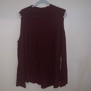 Maroon Cold Shoulder Sweater